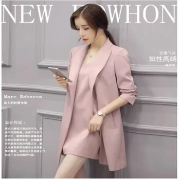 

J41561 Autumn Winter High Quality Women Overcoat Pink Color Elegant OL Trench