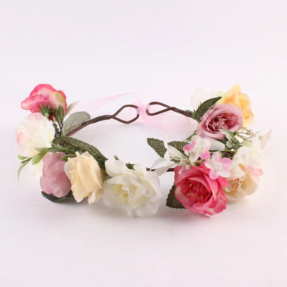 Baby Headband Fashion Baby Kids Handmade Rose Flower Headband Hairband Wreath Flower Girls Turban Hair Accessories