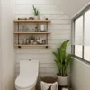 Classic White Gray Wood Paper  Self-Adhesive Removable Wood Peel and Stick Wallpaper Decorative Stick for Living Room Decoration 2