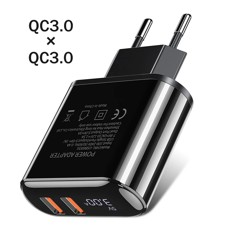 QC 3.0 Rock Quick Charge USB зарядное устройство QC 3,0 PD Быстрая зарядка светодиодный дисплей зарядное устройство для телефона для iPhone samsung huawei Xiaomi type C адаптер - Тип штекера: QC 3.0