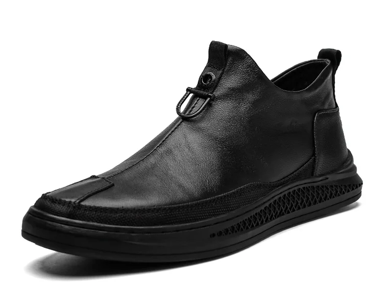 BESCONE/мужские Ботильоны; черные кожаные водонепроницаемые повседневные деловые мужские модные рабочие ботинки; сезон осень-зима; большие размеры; теплые кроссовки; 51879