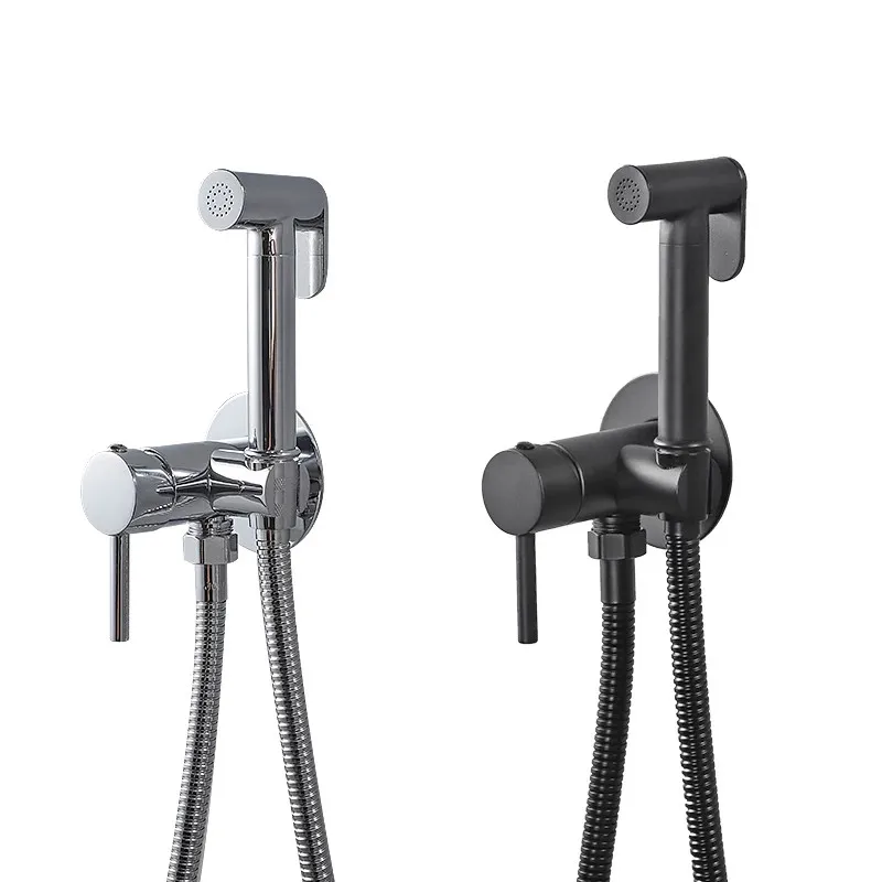 Chrome Bidet Spray Gun Kit Wall Mounted Bathroom Brass Shower Bidet