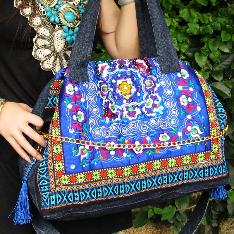 Этнические сумки с вышивкой синяя джинсовая сумка в китайском стиле женские сумки сумка для девочек