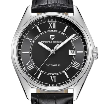 

43 mm Pagani design Black dial date Luminous hands luxury men's watches business Leather strap men's automatic mechanical watch