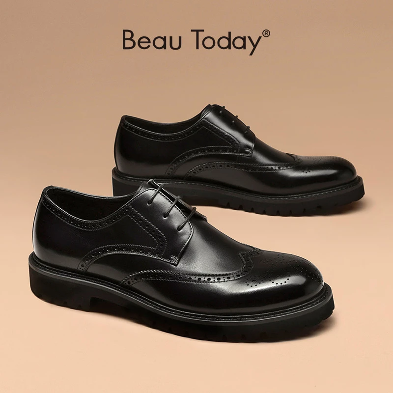 Beautoday 男性用ブローグシューズ 本物の牛革の靴 丸いつま先 結婚式用 ビジネス用 手作り Formal Shoes Aliexpress