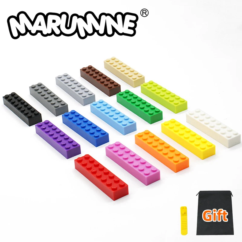 MARUMINE-piezas de ladrillo de 2x8 puntos, 50 Uds., juegos educativos para niños, MOC, accesorios de bloques de construcción clásicos para niños