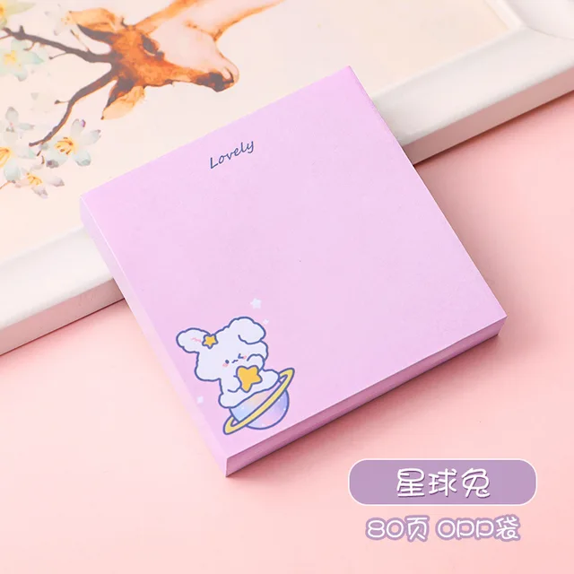 80Page Mint Rabbit Sticky Notes Cute Bunny Student Cartoon Can Tear Memo Pads Kawaii Stationery Office School Supplies Notebook 3 Planet Rabbit