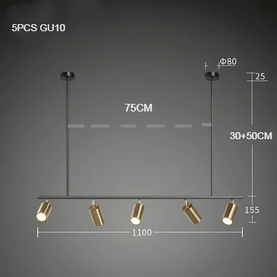 Золотой абажур, подвесные светильники, светодиодный подвесной прожектор, лампа GU10, Скандинавский современный дизайн, для столовой, металлический подвесной светильник