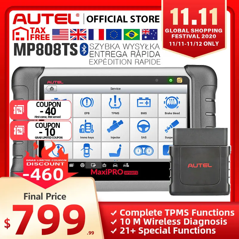 £735.27 Autel Maxipro Mp808ts Diagnostic Tool Automotive Scanner Obd2 Obd 2