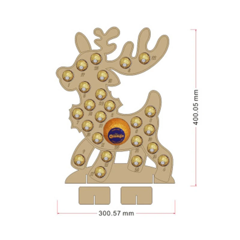 Деревянный рождественский календарь ручной работы, выдолбленный обратный отсчет, рождественская елка, лось, шоколадная подставка, держатель, домашний декор, 1 шт