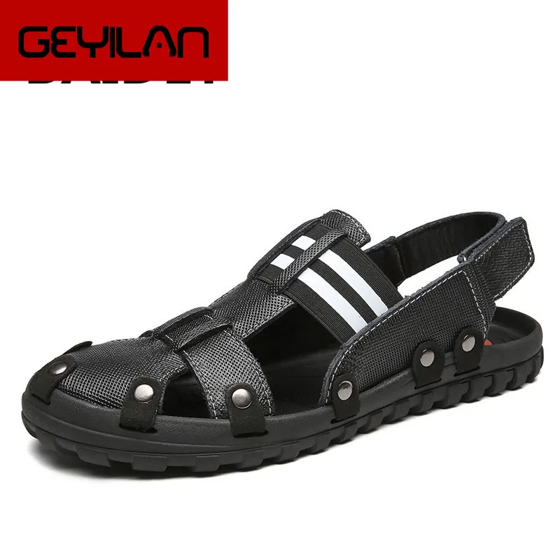 

Men Genuine Leather Sandals High Quality Large Size Men Beach Sandals Fashion Summer Sandals Breathable Shoes Men