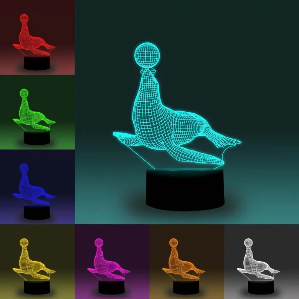 

NiteApps 3D Seal Playing a Ball LED Night Light Desk Table Illusion Lamp Holiday Birthday Gift APP/Touch Control
