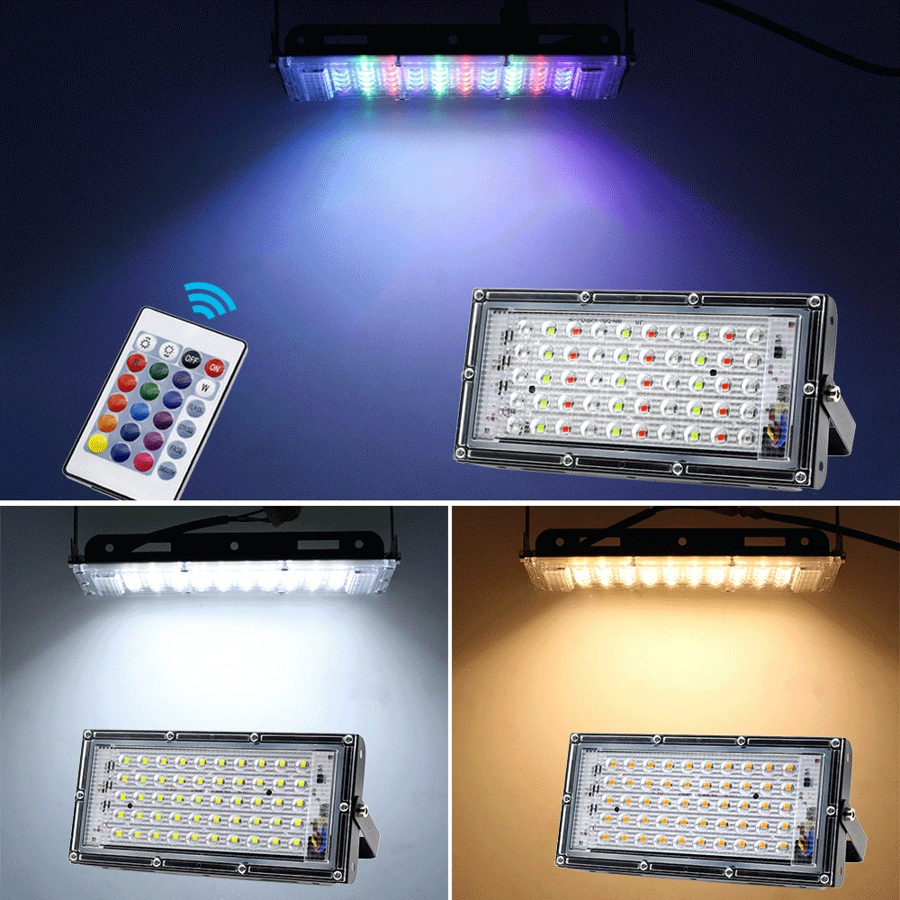 Led flood light LED flood light 50W 100W AC220V outdoor floodlight white warm white RGB outdoor spotlight waterproof street lamp garden lighting