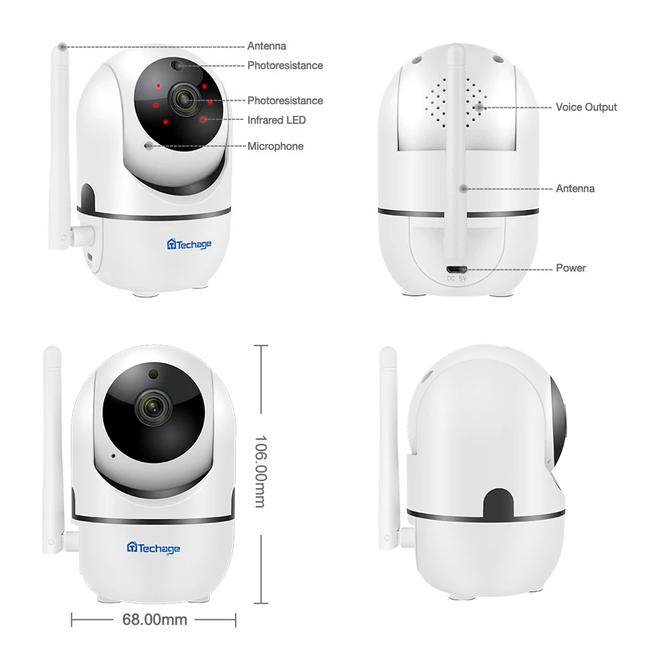 Techgae 1080P HD IP камера WiFi детская P2P с монитором облачная Мини Беспроводная