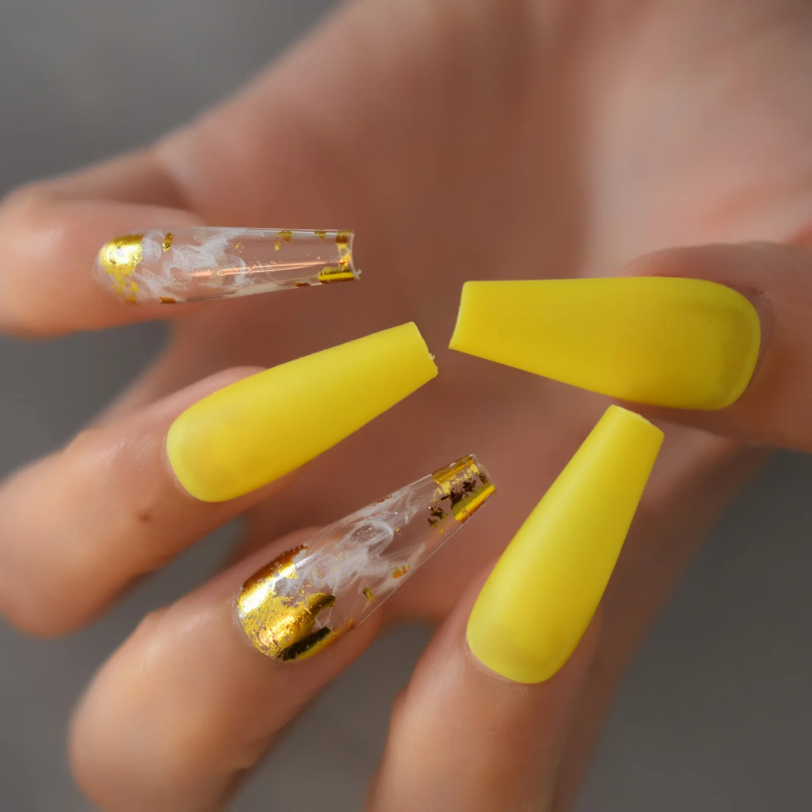 Uñas postizas de lujo para Ballet, uñas de Color dorado, mármol blanco,  francés mate, Color veraniego, esmerilado, súper largas, reutilizables -  AliExpress Belleza y salud