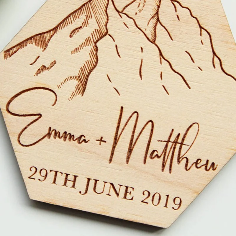  Mountain Wooden Save the Date Magnet Personalised Mountain Wedding Save the DateWood Wedding Invita - 4000129244275