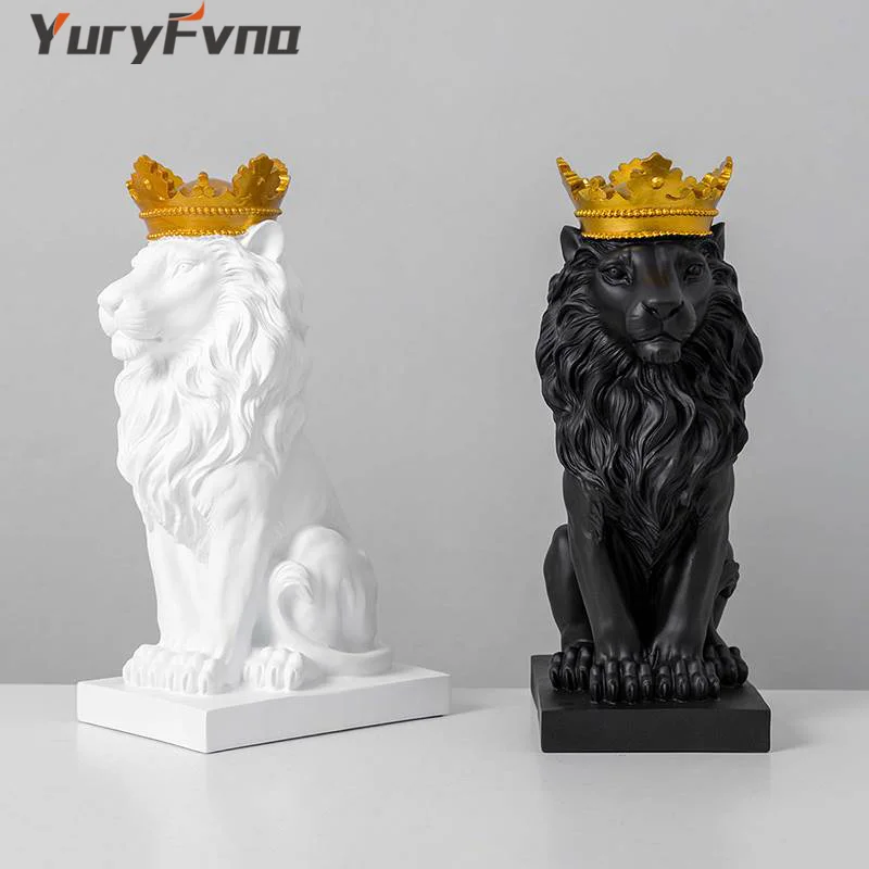 YuryFvna статуя льва из смолы, статуя короля леса, фигурка льва, скульптура животного, домашний офис, украшение для рабочего стола, большое новоселье G