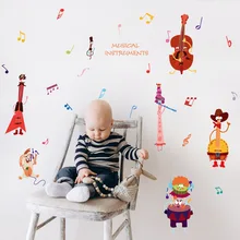 SK7120 мультфильм музыка животных детская комната шкаф для школьного Кабинета, детского сада вход декоративные наклейки на стену