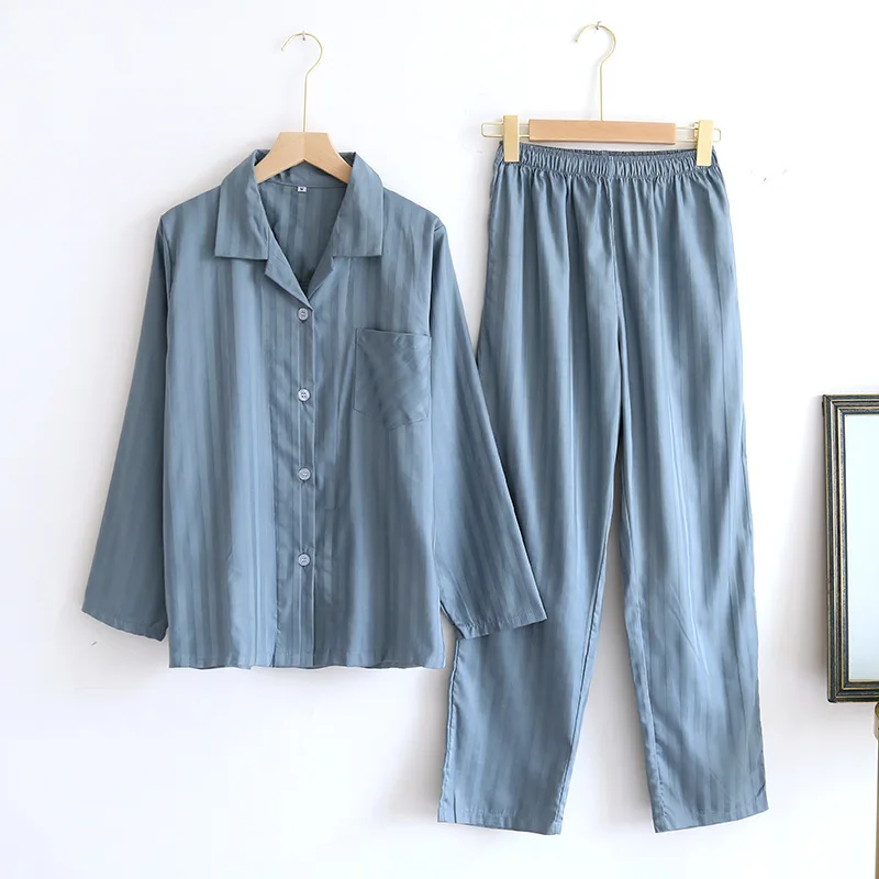 

Women's Light Blue Cotton Pajamas Yukata New Thin Causal Cotton Breathable Trousers Home Clothes Set Home Clothes Kimono Yukata