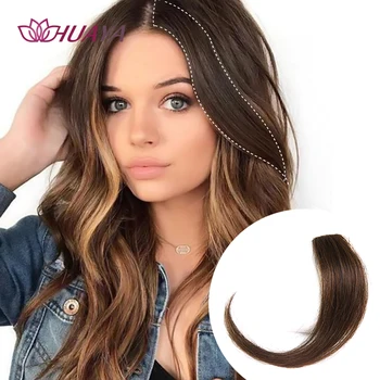 

HUAYA Long Bangs Two Side Fringe Black Brown Natural Hair Extension Front Hair Piece Clip In Extensions Overhead Bang False Hair