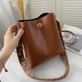 

с доставкой PU Leather Bucket Bags 2020 Trend Bag Trend Shoulder Bag Handbags Female Travel Lady Designer Branded Hand Bag