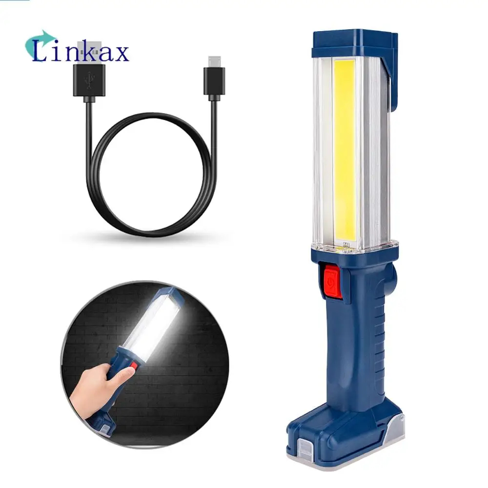 

LED COB Flashlight Torch USB Rechargeable LED Work Light Magnetic COB Lanterna Hanging Hook Lamp For Outdoor Camping