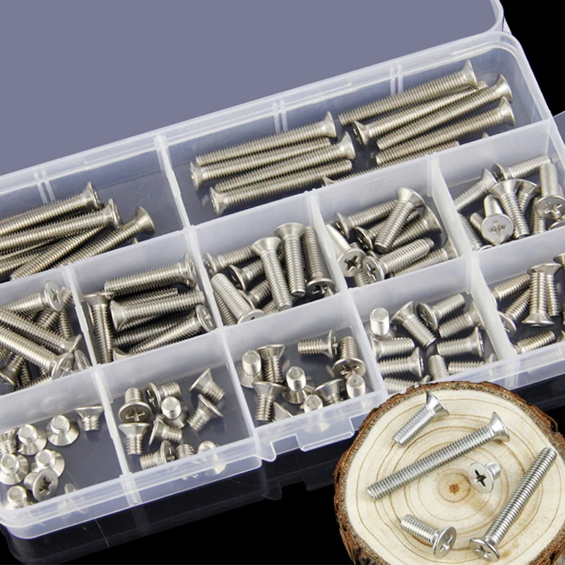 250-Piece Stainless Steel Screw Kit - Phillips Head M2 M3 Machine Bolts & Nuts Assortment (304 Grade)