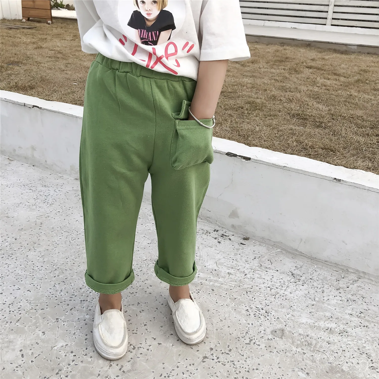 Summer New Style Childrenswear Girls Solid Color Casual Pants Baby 3-7-Year-Old Kindergarten Pants