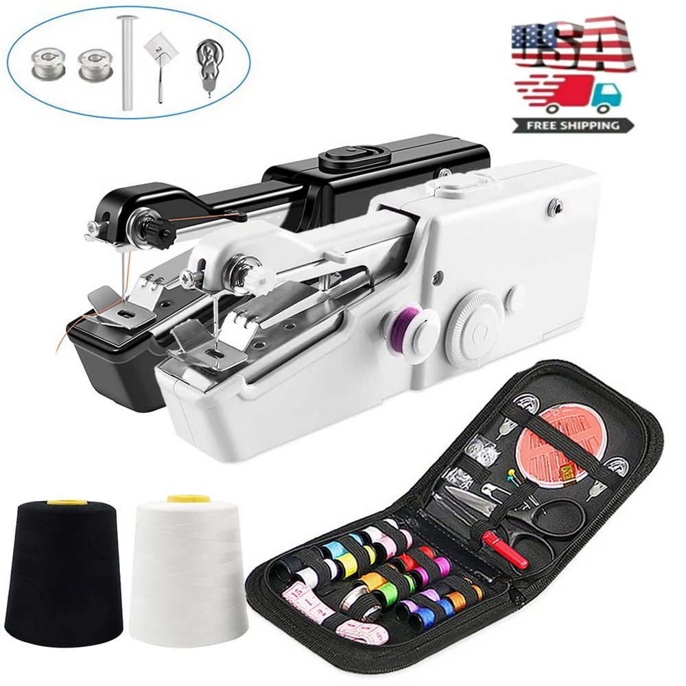 Portable Mini Hand Sewing Machine Household Cordless Electric Stitch Needlework Set for Quick Repairs DIY Clothes Stitchin