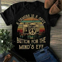 Una cámara es un botón de ahorro para el ojo de la mente Vintage hombres Camiseta de algodón S-3Xl Cool Tops camiseta