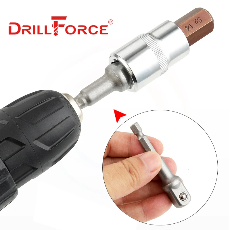 Drillforce 1/2" Drive Hexagon Socket Bit S2 Adapter Allen Key Wrench Home Repair Tools H4/H5/H6/H7/H8/H9/H10/H12/H14/H17/H19 5