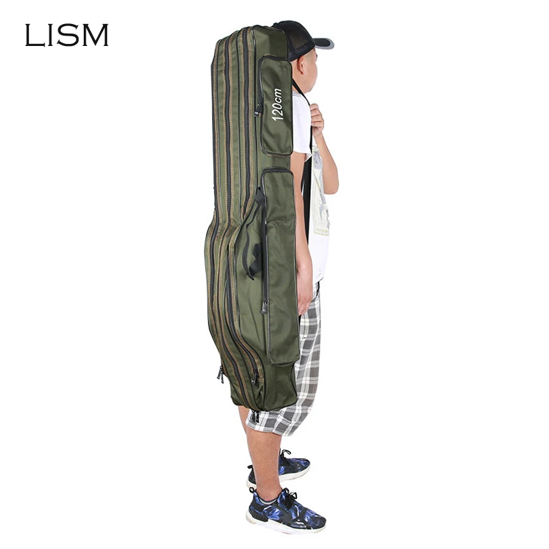 

1.2/1.3/1.5m Canvas Fishing Bag Outdoor Multifunctional Fishing Rod Carrier Fish Pole Lure Storage Bag Case Fishing Tackle Pesca