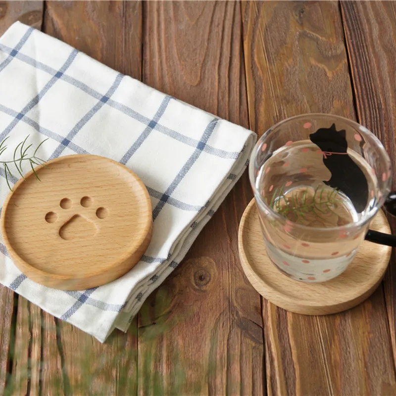 Натуральная древесина Кошачий коготь coaster дерево кошачий элемент кофейная чаша
