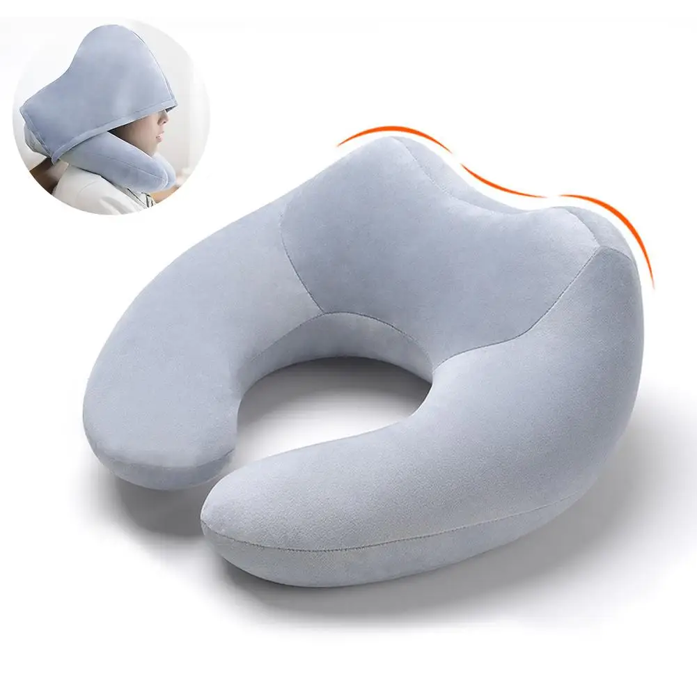 Light Grey Подушка для путешествий с капюшоном, подушка из хлопка, мягкая подушка с капюшоном и u-образной подушкой, текстильные аксессуары для подушек для сна - Цвет: Light Grey