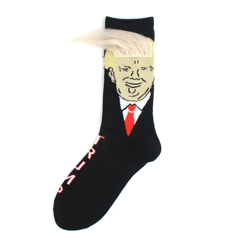 Носки в стиле «Дональд Трамп», унисекс, забавные Повседневные носки с принтом для взрослых, носки с объемными накладными волосами, носки для скейтборда в стиле «хип-хоп», Лидер продаж - Цвет: 3