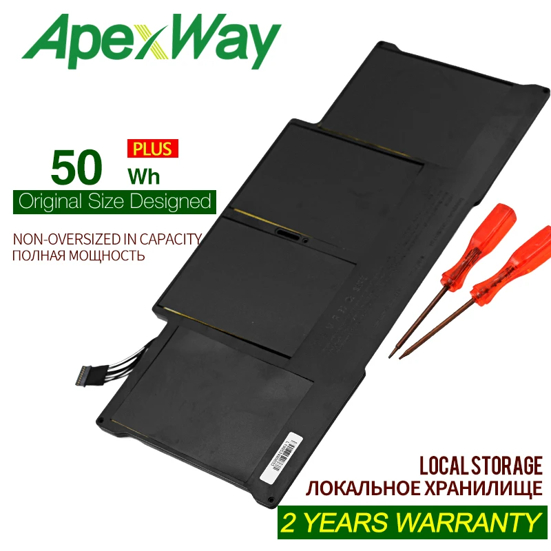 

ApexWay 7.4V 50Wh for macbook air 13 "model a1369 mid 2011, a1466 a1405 battery 020-7379-a mc965 mc966 md231 md232 2012 year
