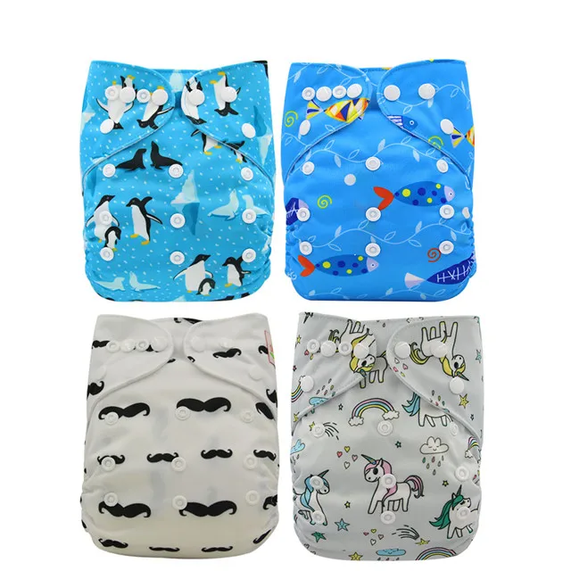 baby cloth diaper14 Ohbabyka 4 шт./компл. моющиеся тканевые подгузники; регулируемый пеленки Многоразовые подгузники из ткани, на Возраст 3-15 кг детские тканевые подгузники, пелёнки - Цвет: baby cloth diaper14