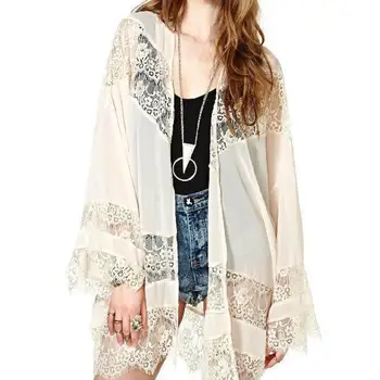 

Women Fashion Hollow Lace Crochet Open Front Long Sleeve Loose Cardigan 2020 New Fashtion Plus size Womens wear