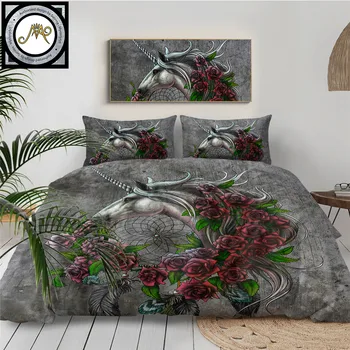 

Unicorn Dreamcatcher Bedsheet Color by Sunima-MysteryArt Bedding Set Roses Gray Duvet Cover Floral Bed Set 3pcs Home Textiles