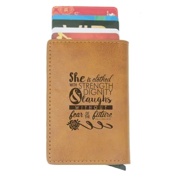

Retro Classic Bible Verse Rfid Card Holder Men Women Wallets Brown Vintage Short Purse Leather Slim Wallets Mini Wallet Gifts