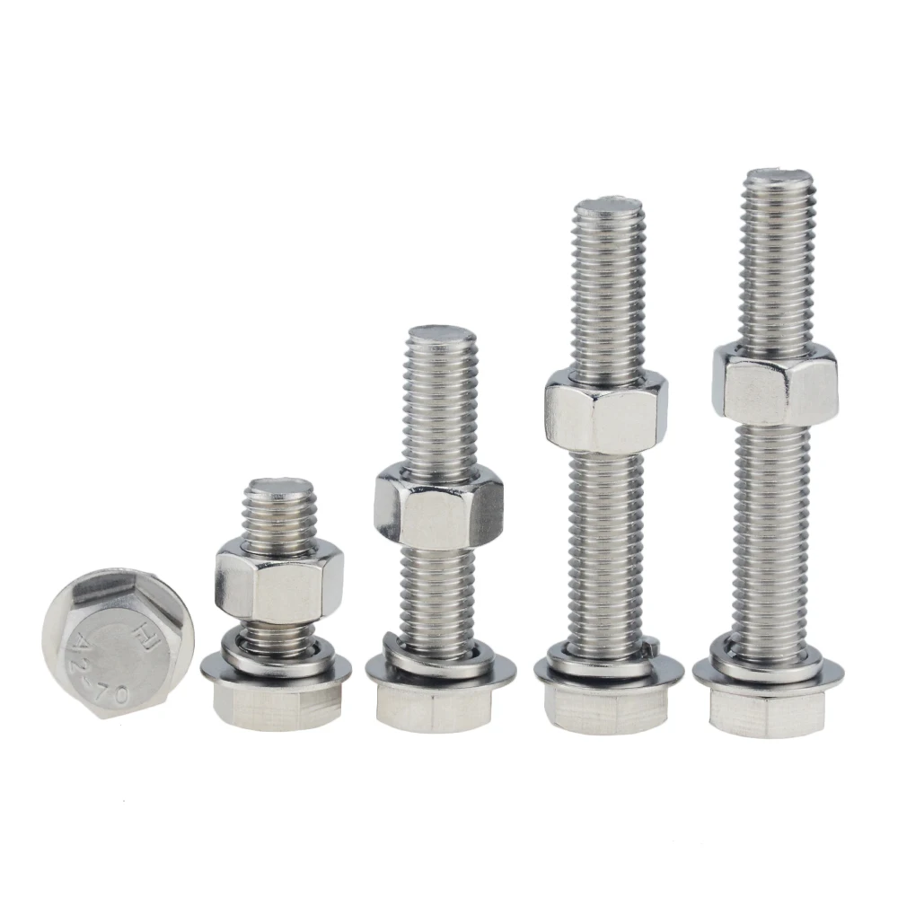 Details about   M6 Hex Screw Sems Screws With Nut Hexagon Set Bolts Washer Length 8mm-60mm 