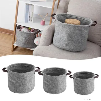 

Household Hand-woven Storage Basket Dirty Clothes Felt Storage Bag Toy Sundries Home Storage Organizer Craft Storage Toy Box