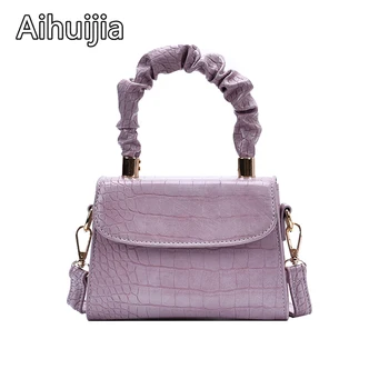 

2020 Fashion New Quality PU Leather Women's Handbags Crocodile Pattern Shoulder Messenger Bags Ladies Mini Small Square Bag