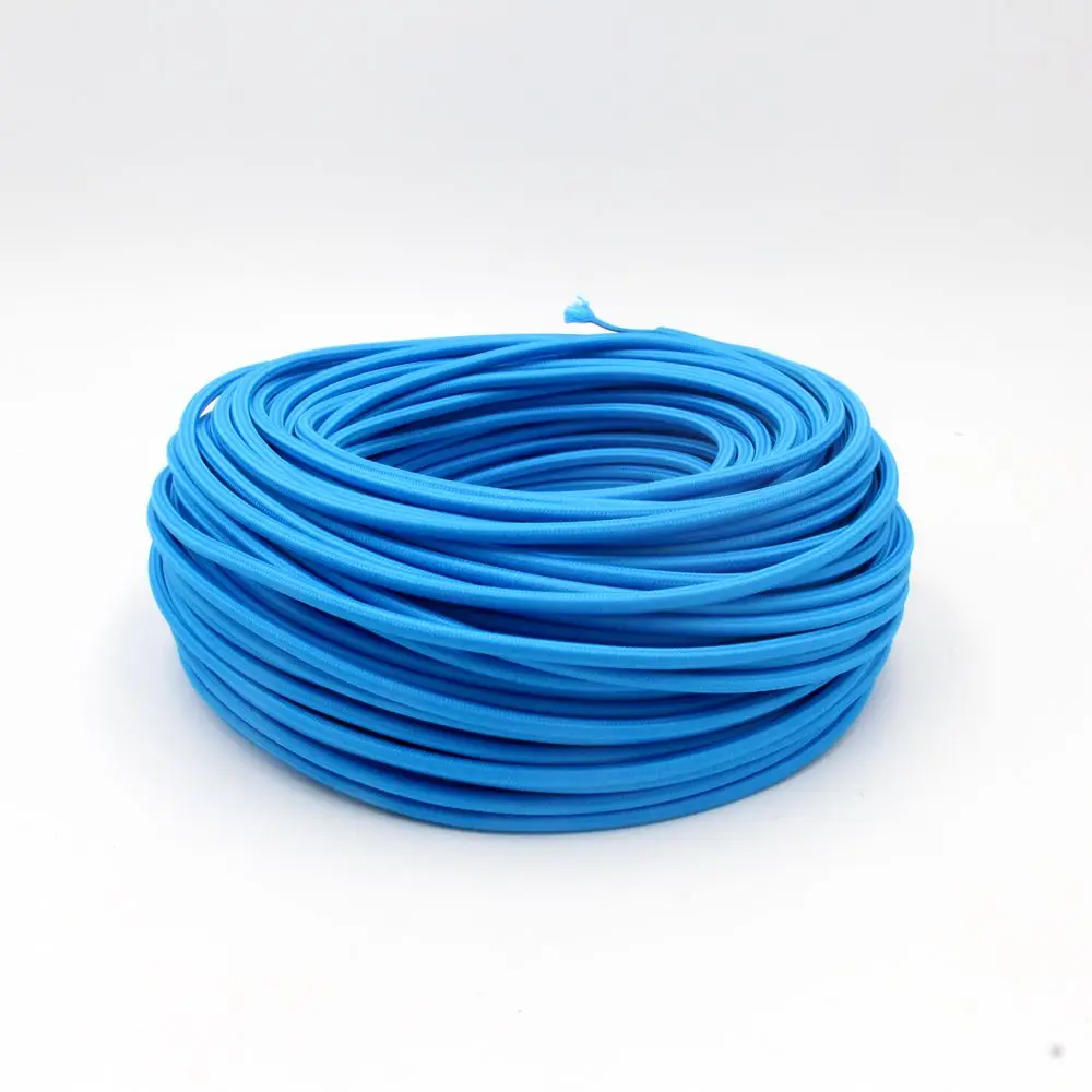 50 м 2 ядра 0,75 мм2 ТЕКСТИЛЬНЫЙ ШНУР Электрический провод гибкий тканевый кабель винтажный шнур лампы - Цвет: Blue
