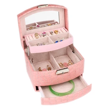 

Jewelry Storage Box 3 Layers Necklace PU Leather Multifunctional Storage Container JL