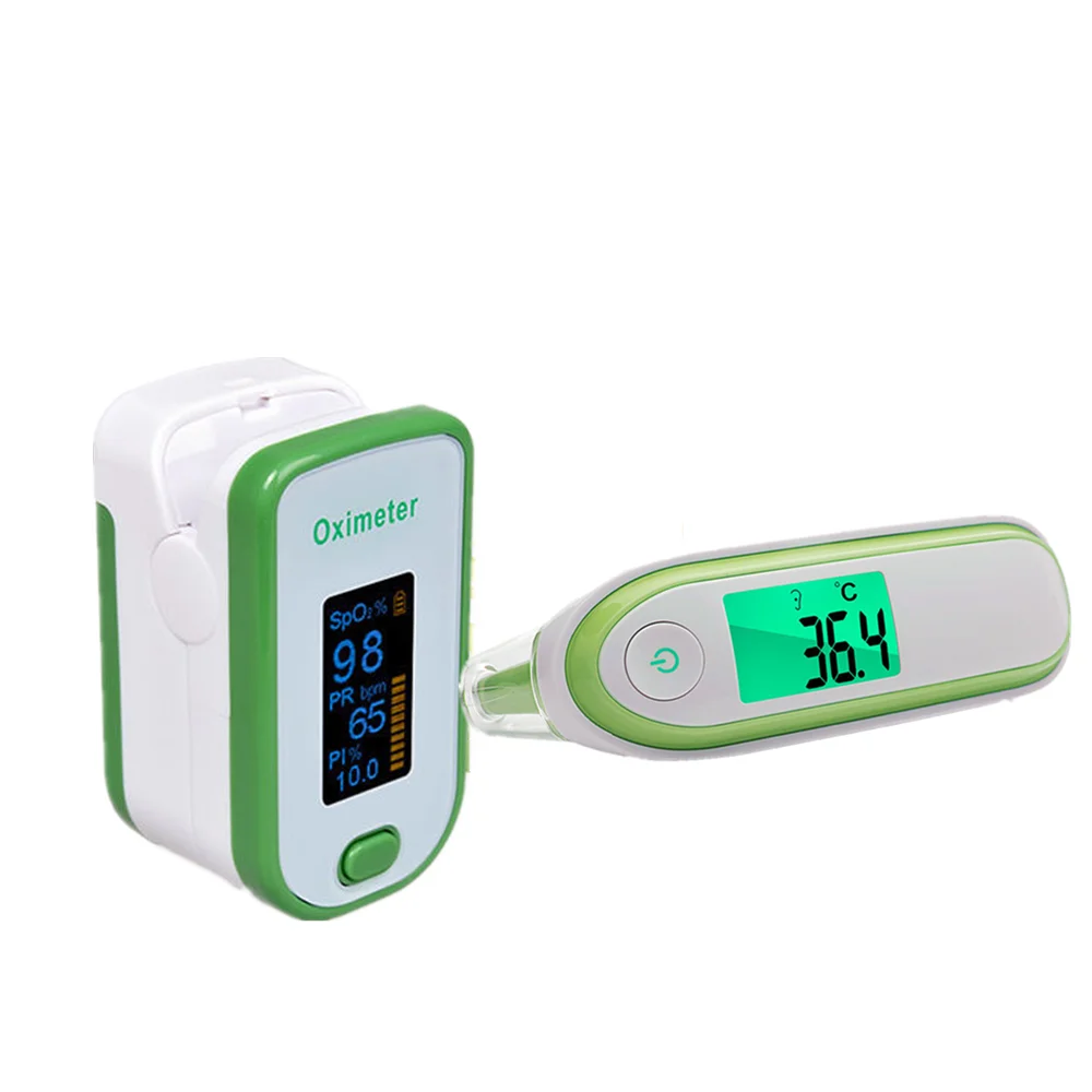 Loodom Пальчиковый пульсоксиметр, ушной термометр, Цифровой Детский инфракрасный термометр, для детей и взрослых, oximetro de dedo, ЖК-термометр, цифра - Цвет: Зеленый