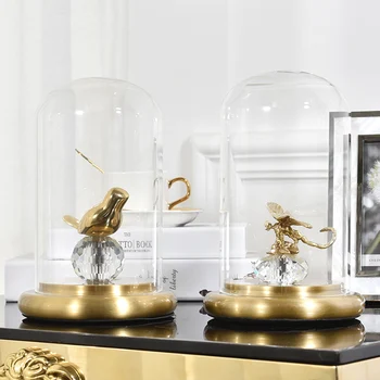 

Copper Dragonfly Angel Standing On Crystal Ball Statue Sculpture With Glass Cover Home Art Gift Figurines Home Decor Accessories