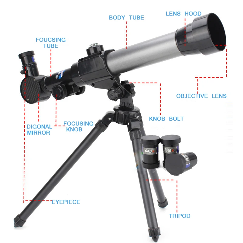 HD Открытый Монокуляр космический астрономический телескоп с портативным штативом Зрительная труба 20X-40X 60 мм телескоп/бинокль