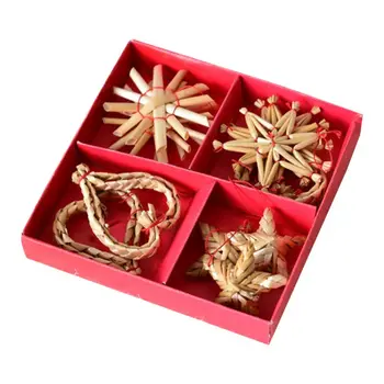 

Natural Wheat Straw Pendants Xmas Simple Decoration Mini Five-pointed Star Kit
