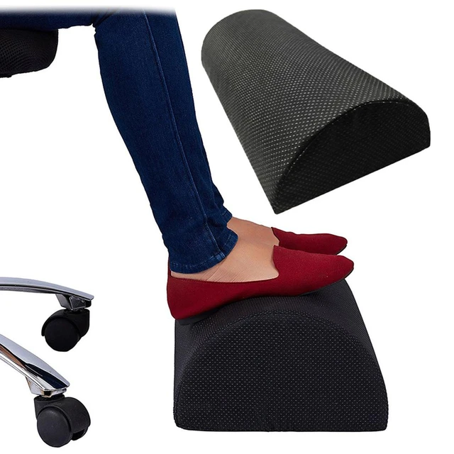 Office Ottoman Foot Rest Under Desk Non-Slip Ergonomic Foam Cushion - Excellent Under Desk Leg Clearance, Black